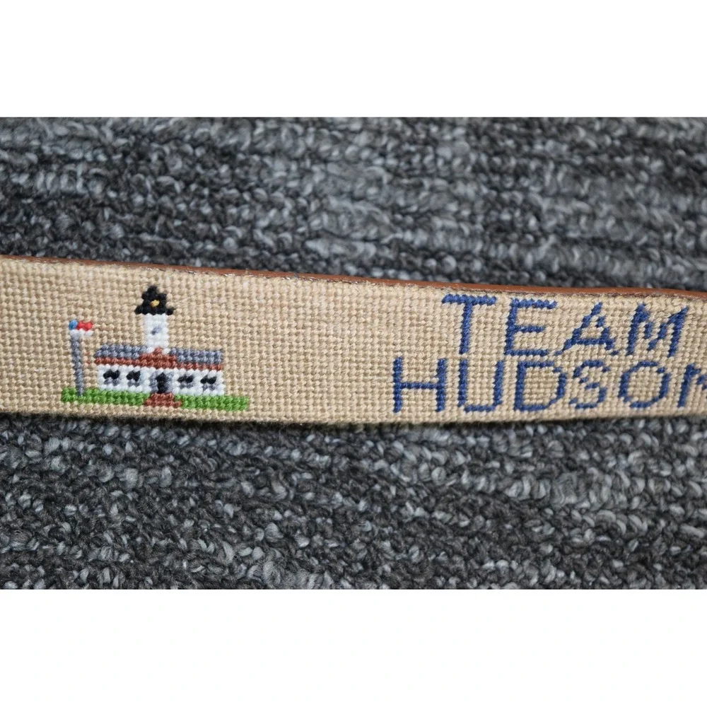 Brewster Belt Co CUSTOM Needlepoint HUDSON FAMILY Belt 40 North Carolina Fishing